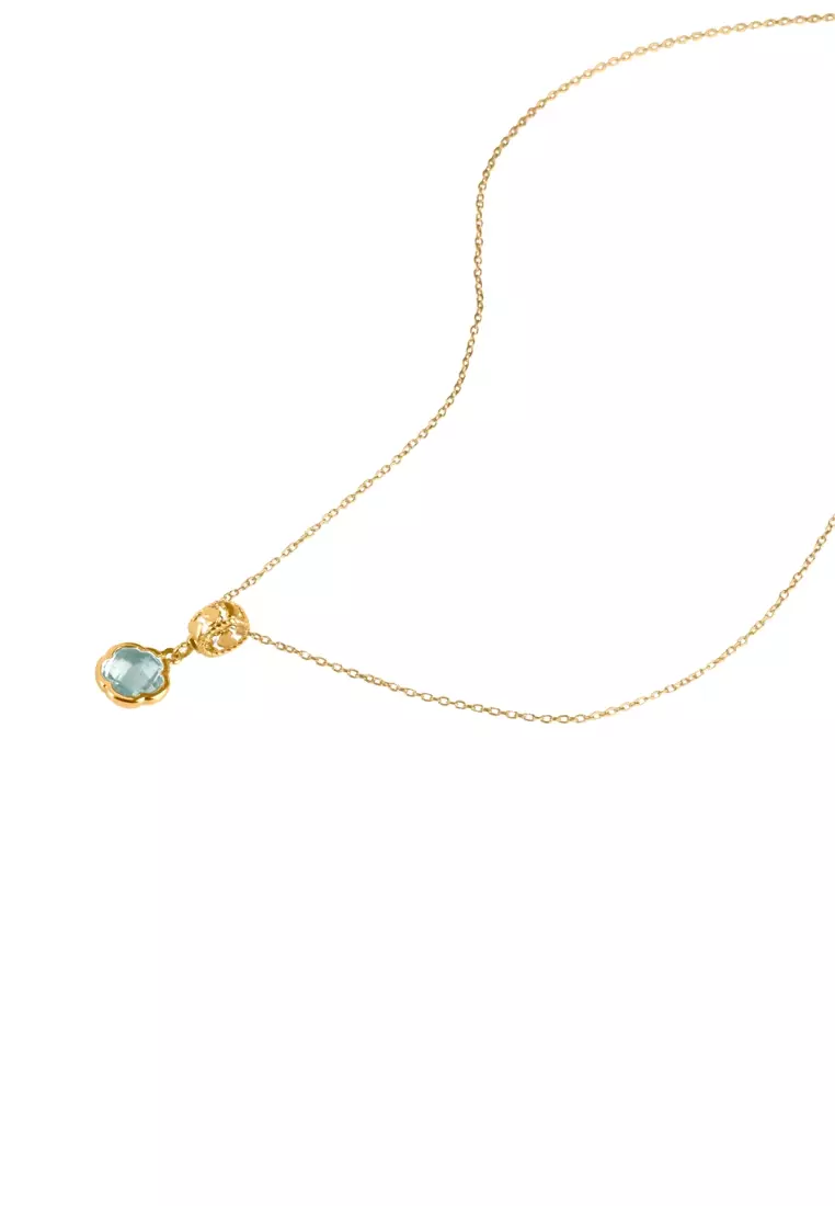 Aquamarine Flower Charm 18k Gold