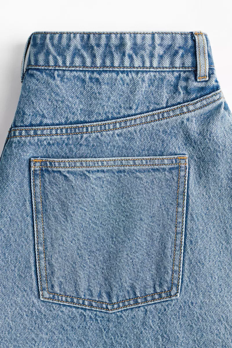 Flared denim mini skirt