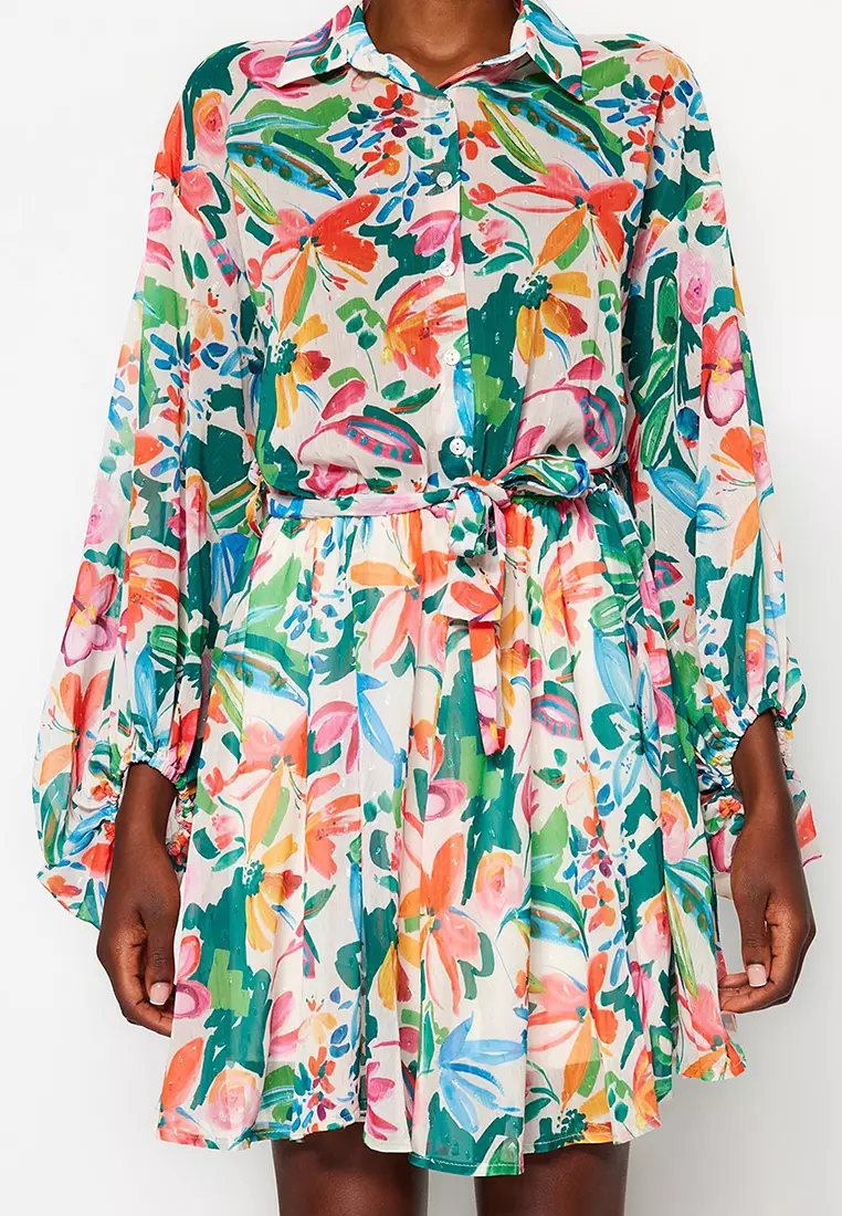 Balloon Sleeves Floral Dress