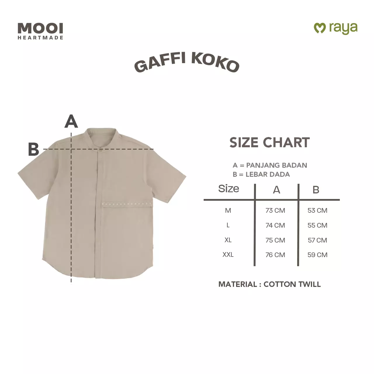 Mooi Atasan Pria Kemeja Pria Raya Collection Gaffi Koko V1 - Greyish Brown