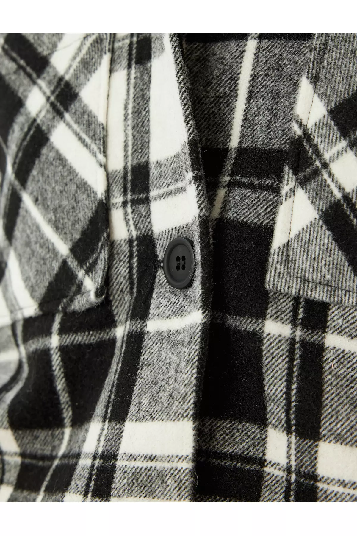 Plaid Crop Cashmere Shirt Jacket Hooded