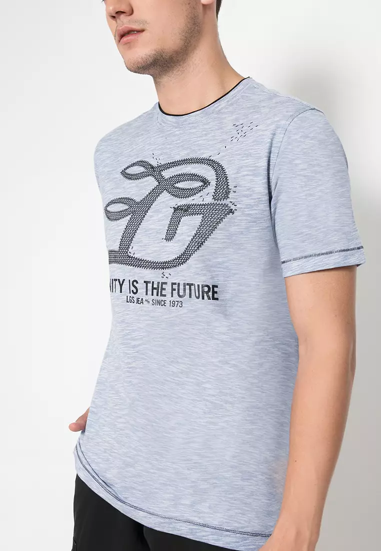 LGS - Kaos Casual Pria - Abu - Motif Sablon - JTS.323.M2781F.01.C