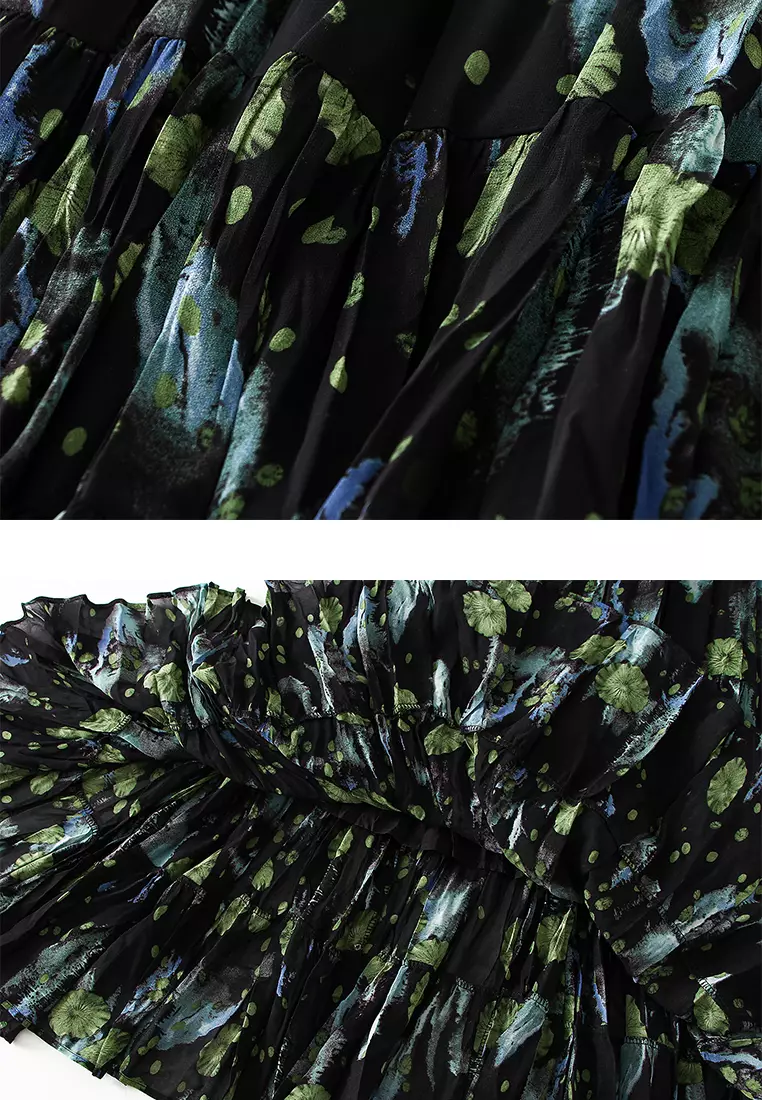 French Style Floral Chiffon A-line Skirt‌ AF-9908