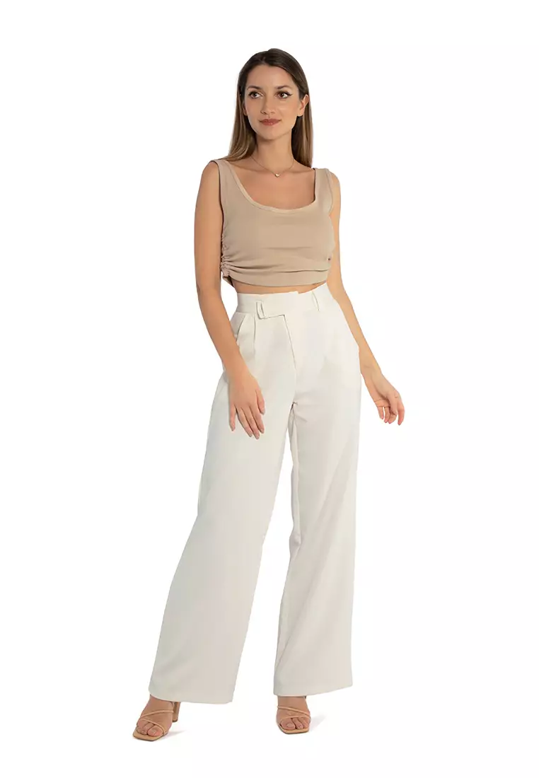 Taupe Ruched Crop Top