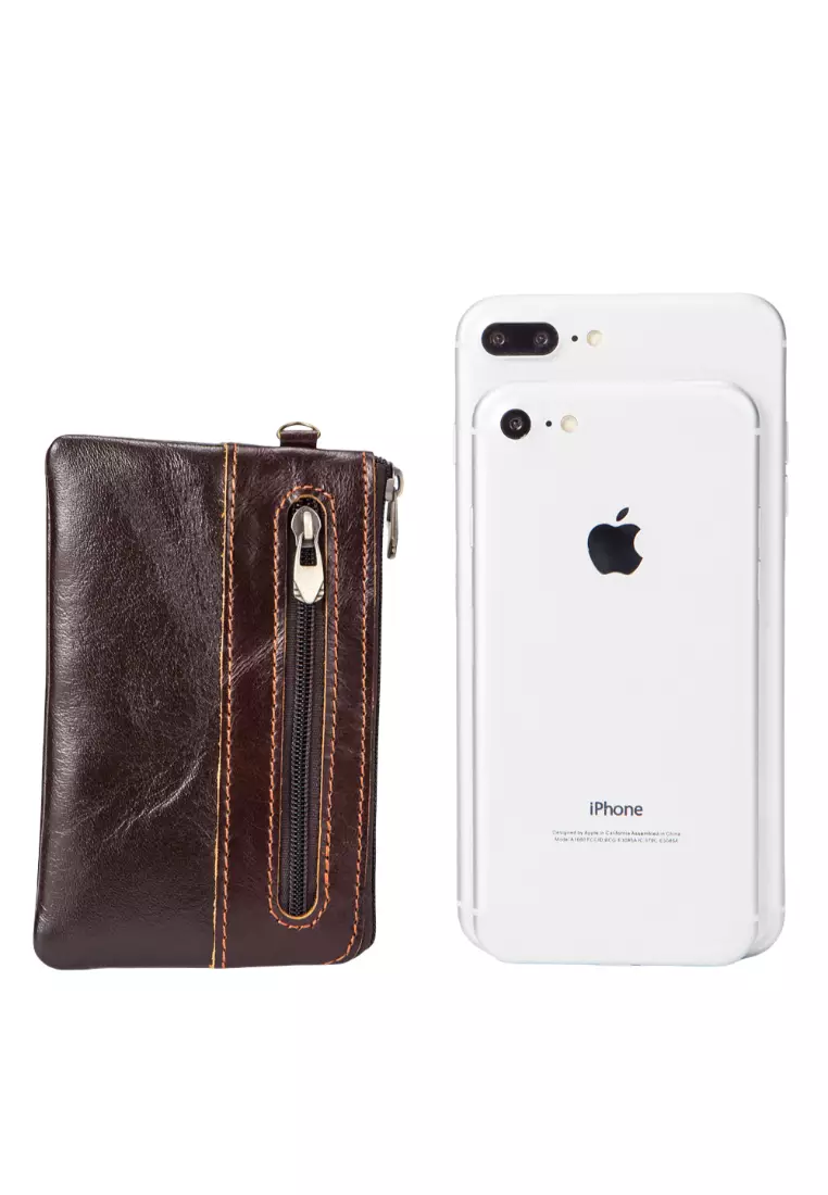 Buy XAFITI Pure Color Genuine Leather Coin Purse, Zipper, Large