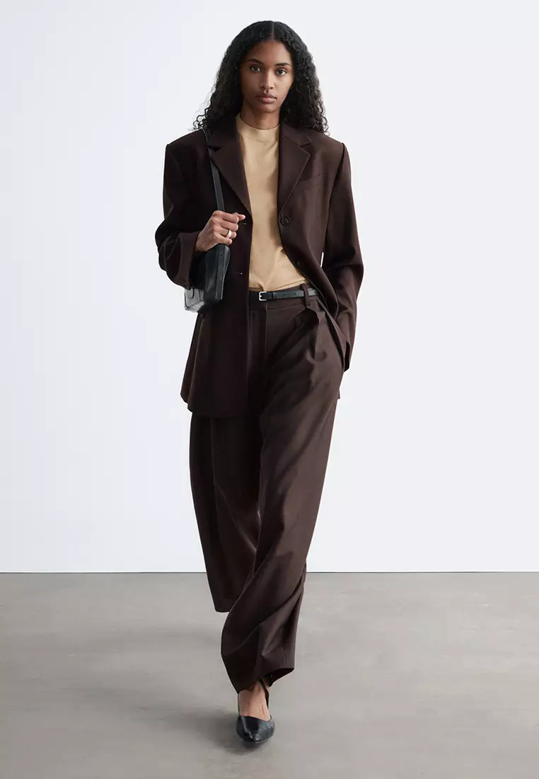 Wool-Blend Tailored Trousers