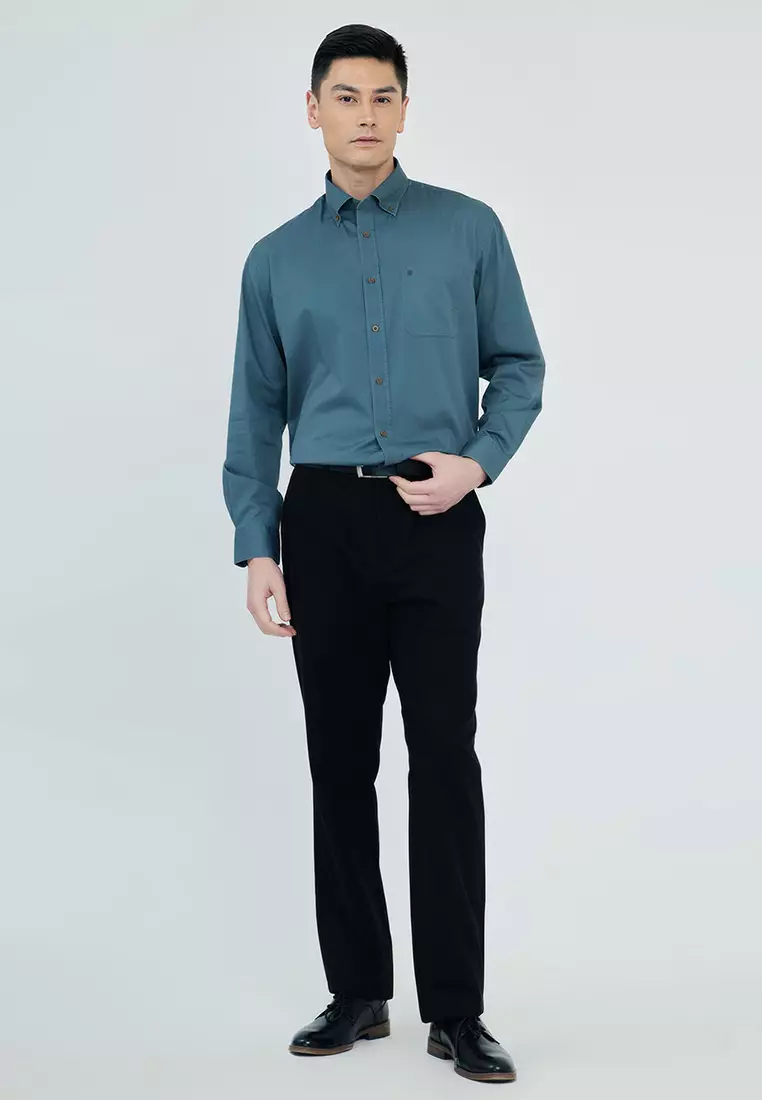 Button Down Twill Casual Long Sleeve Shirt