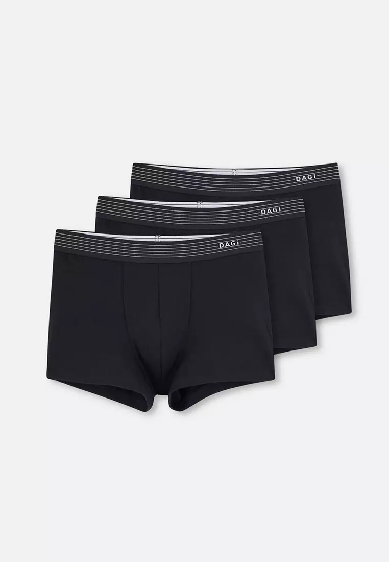 Buy DAGİ 2 Pack Black Basic Boxers, Regular, Short Leg, Underwear for ...