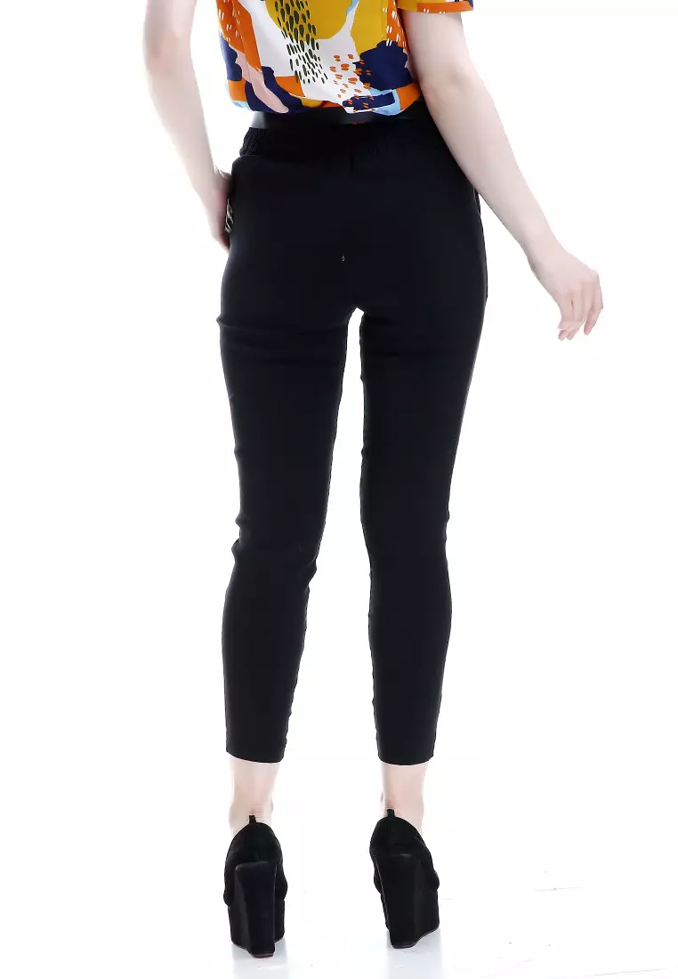 Hazel Celana Chino Wanita Bawahan Kasual Baggy Pants Woman - Hitam