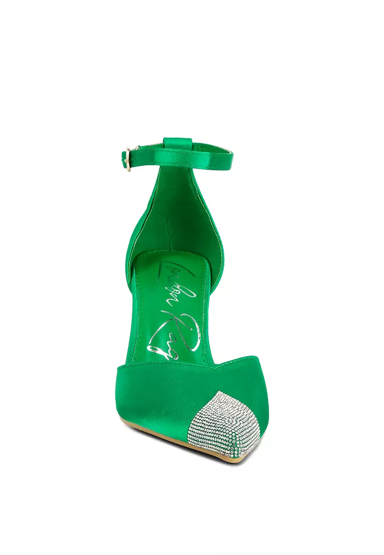 Green Toe Cap Embellished Sandals