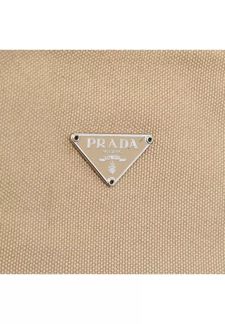 Pre-Loved Prada Cinghiale Trimmed Canapa Tote