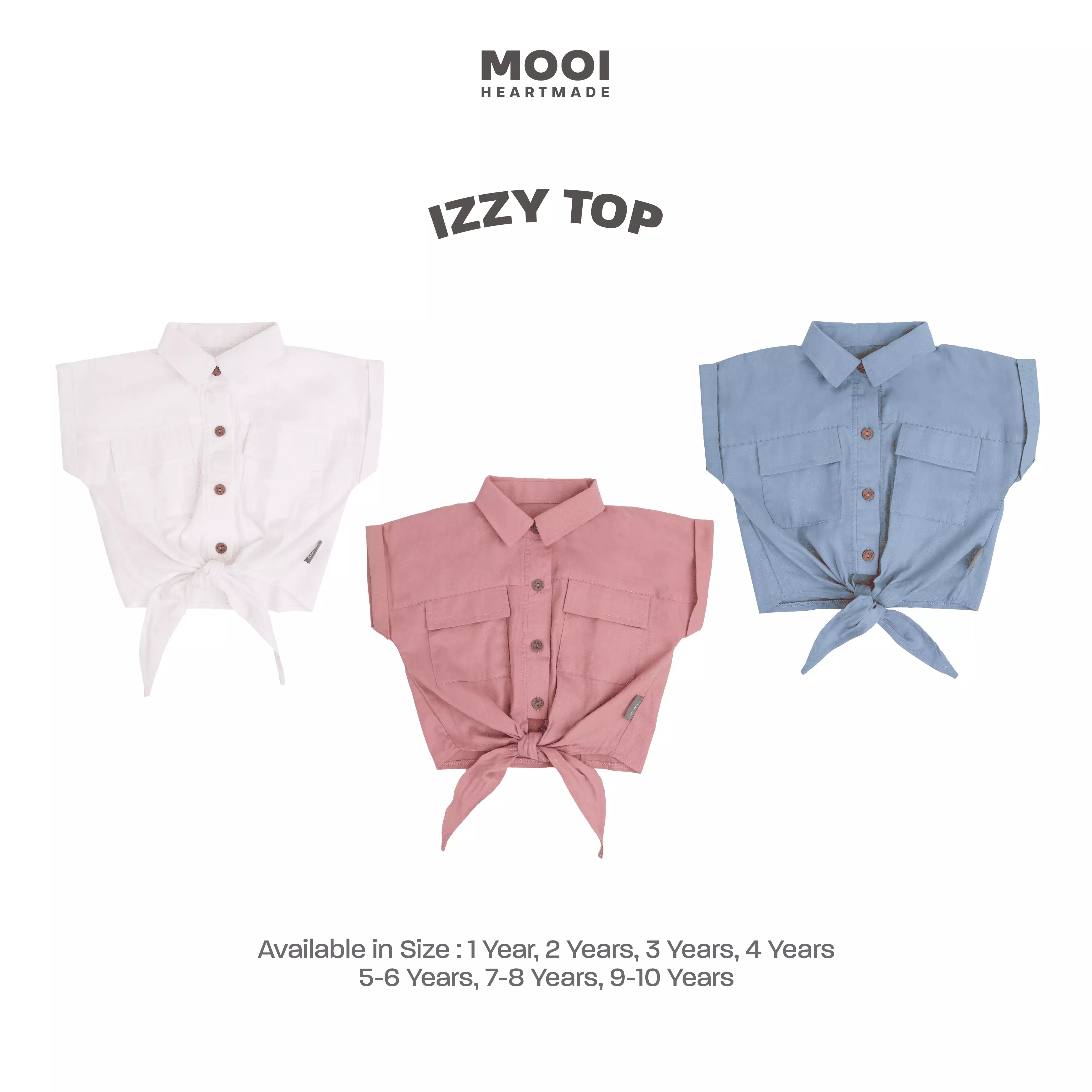 Mooi Atasan Anak Perempuan Izzy Top - Dusty Blue
