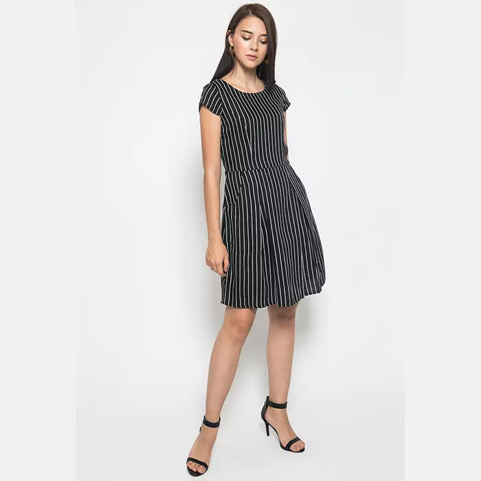 Normy Dress In Black Stripes