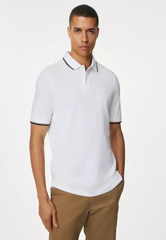 M&S Collection 2pk Pure Cotton Tipped Polo Shirts