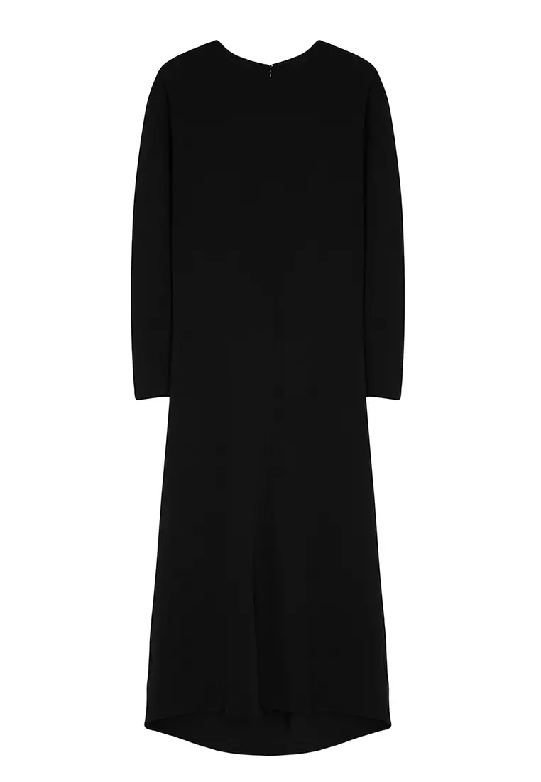 Plus Size Black Shift Dress - Gather Detailed