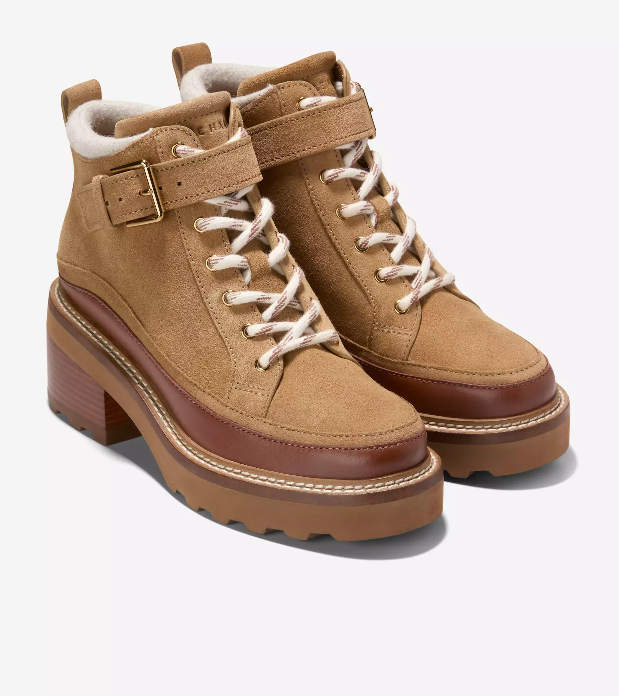 Cole Haan Women Shibley Waterproof Lace Up Booties - Sepatu Wanita (Brown)
