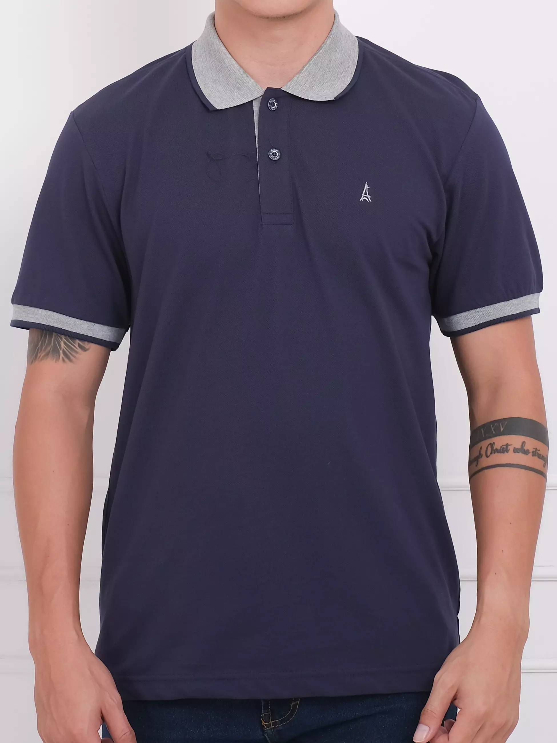 Andre Michel Polo Shirt Slim Fit Lengan Pendek Navy 3400