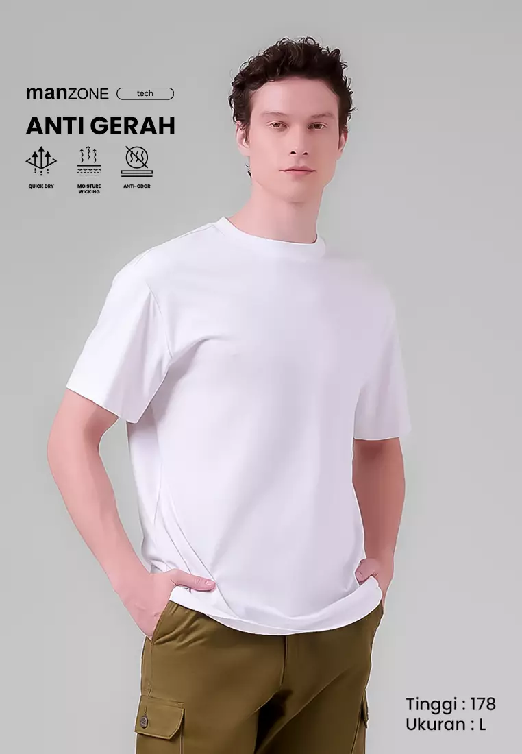MANZONE - Kaos Lengan Pendek Pria Lingard 1 Relaxed Fit - White