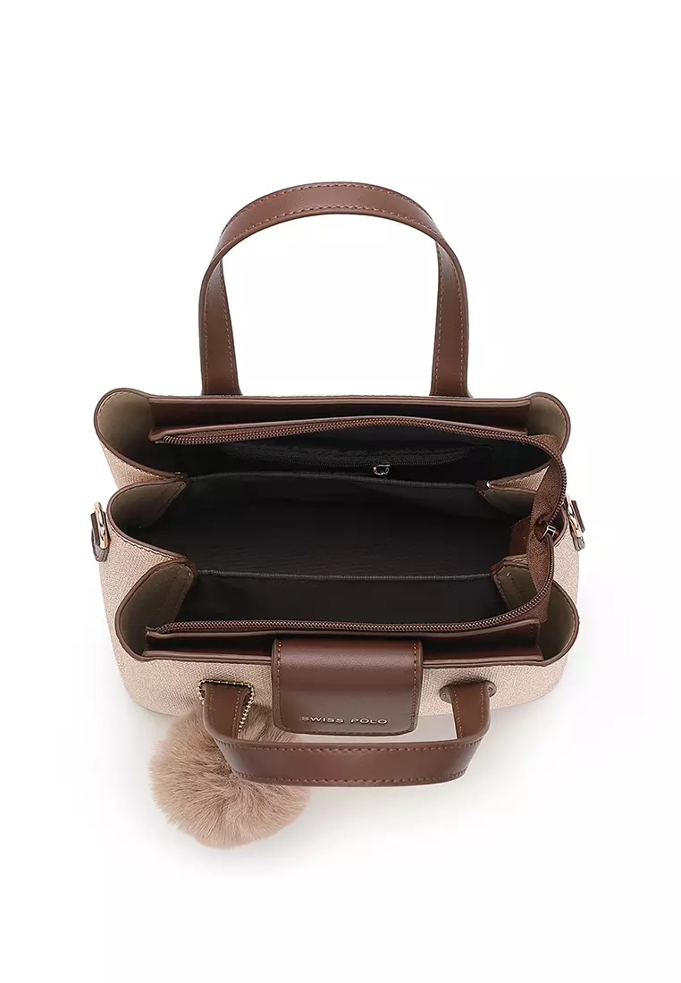 Women's Top Handle Bag / Sling Bag / Crossbody Bag / Shoulder Bag (Tas Tangan Wanita / Tas Selempang Wanita / Tas Bahu Wanita) - Krem