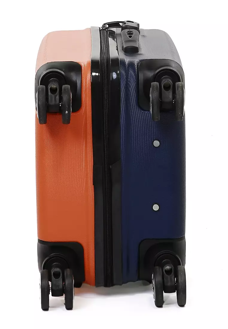 Carlton Koper Hardcase Unisex Size 20 Inch Dual Tone Color Large Compartment Suitcase Code Lock System Material ABS+PVC Coated ORIGINAL - Orange Blue