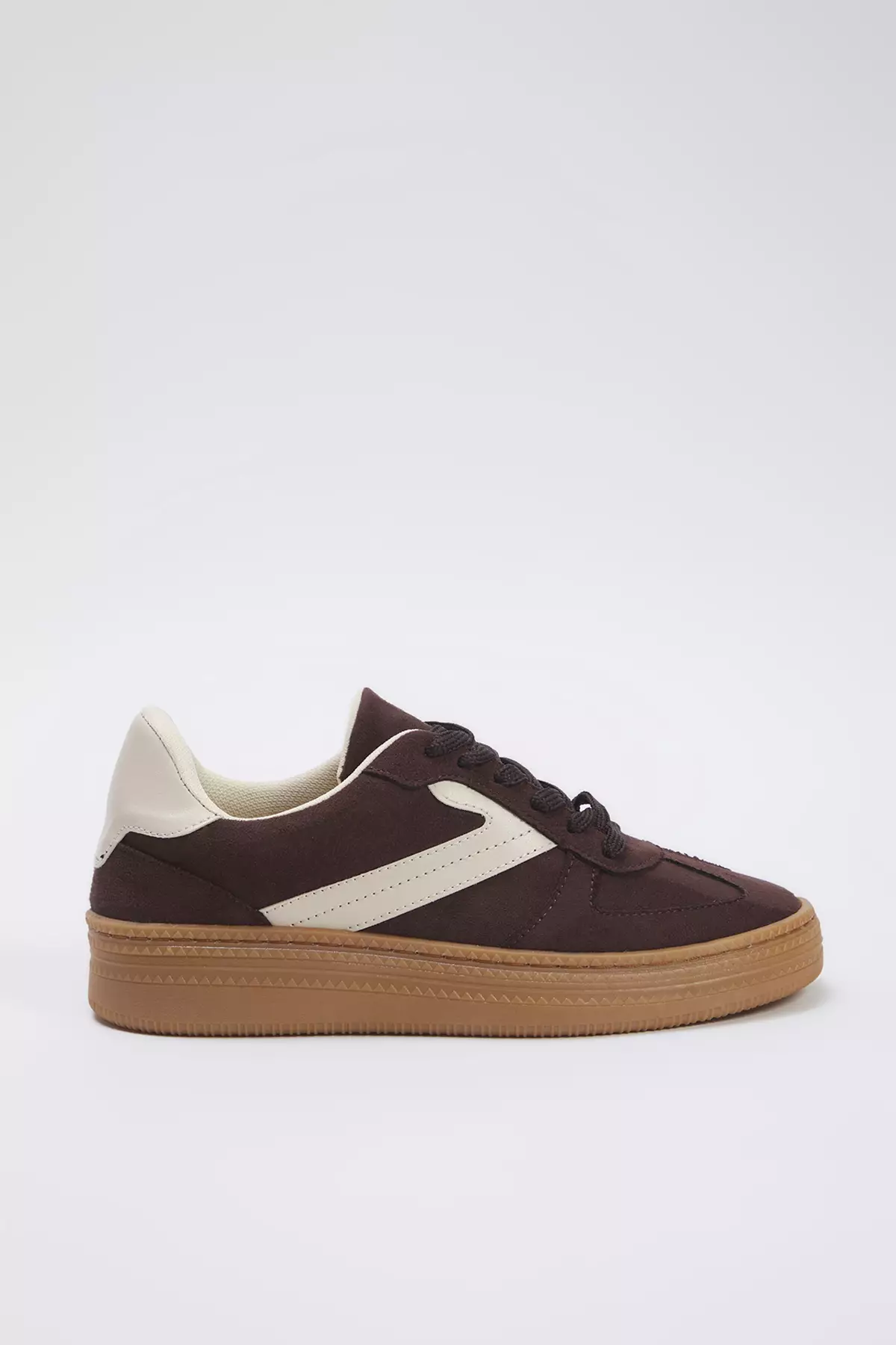 Dark Brown Two Lace-Up Dual-Use Women's Retro Sneakers Takss25Sn00009
