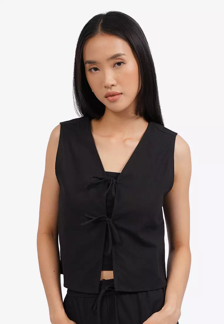 Crop Vest with Front Tied Opening