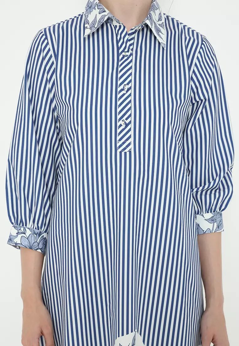 Mini dress With Stripe Pattern In Blue By Brilliant Girl Warna BIRU