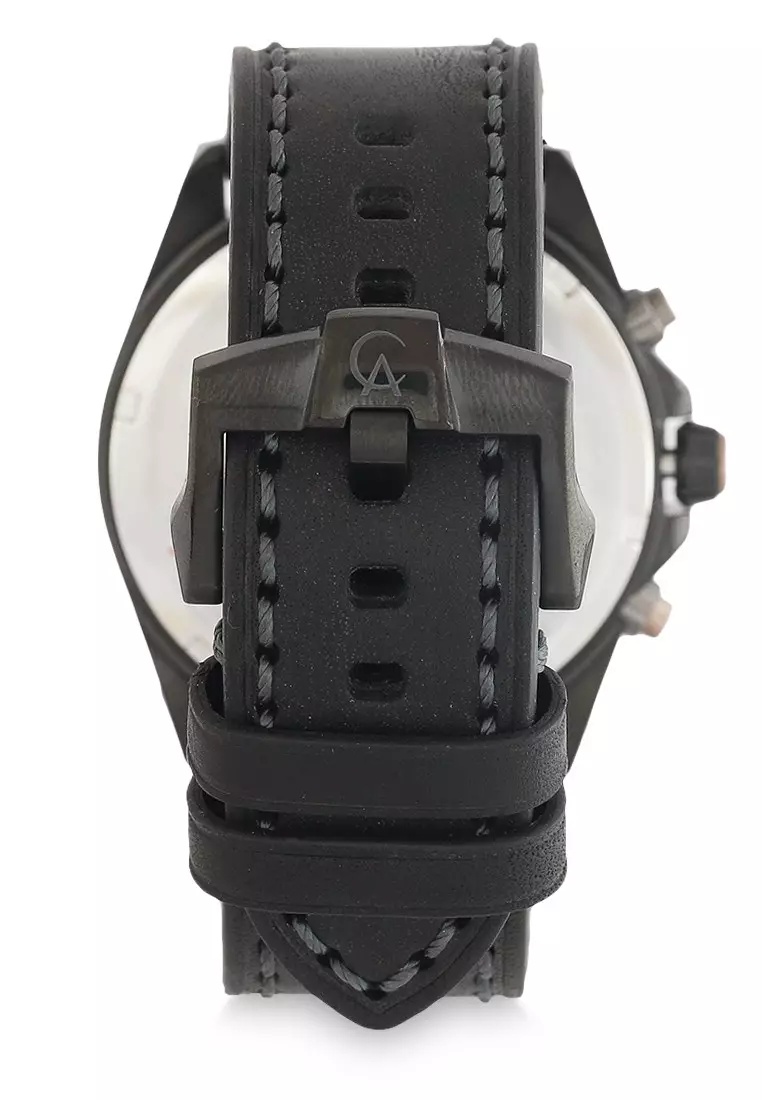 Alexandre Christie Jam Tangan Pria - Black Green Ivory - eather Strapr - 6620 MCLIPGNIV