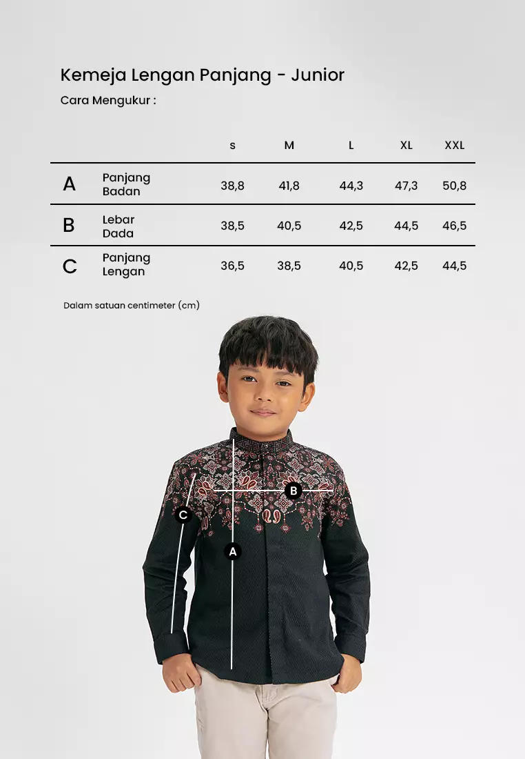 MANZONE - Mahnoor LS Junior - Kemeja Koko Shanghai Anak Lengan Panjang - Black Warna Black