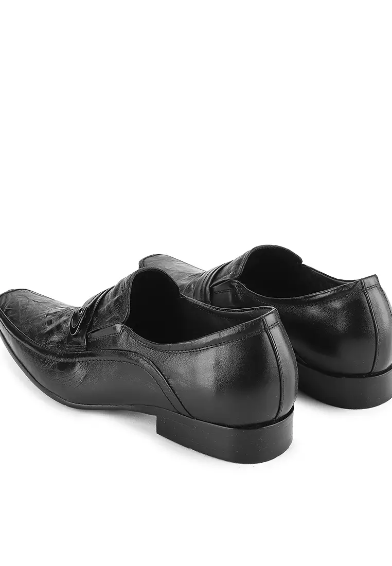 Rex Sepatu Pantofel Pria Formal Kantor Guinine Leather  - Black