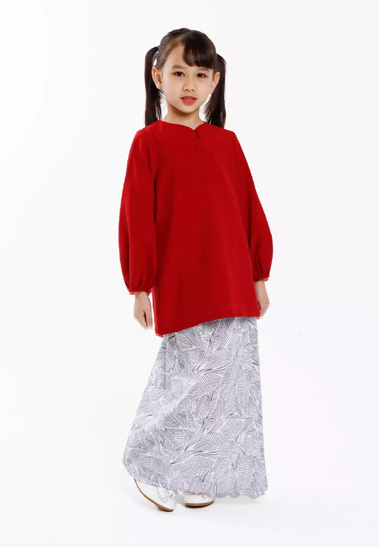Forest Ladies Kids Jacquard Checked Pattern Mom & Daughter Baju Kurung Set | Raya 2025 Family Wear - FK885113-56Maroon