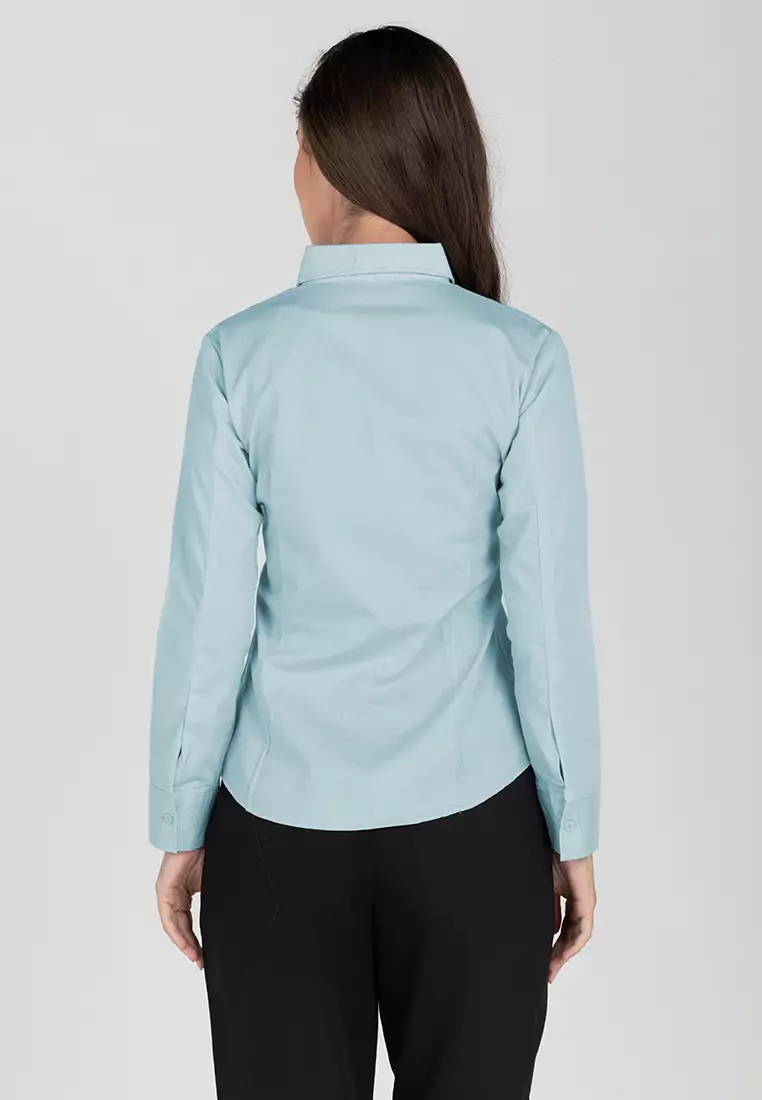 Della Long Sleeve Button Down Office Blouse