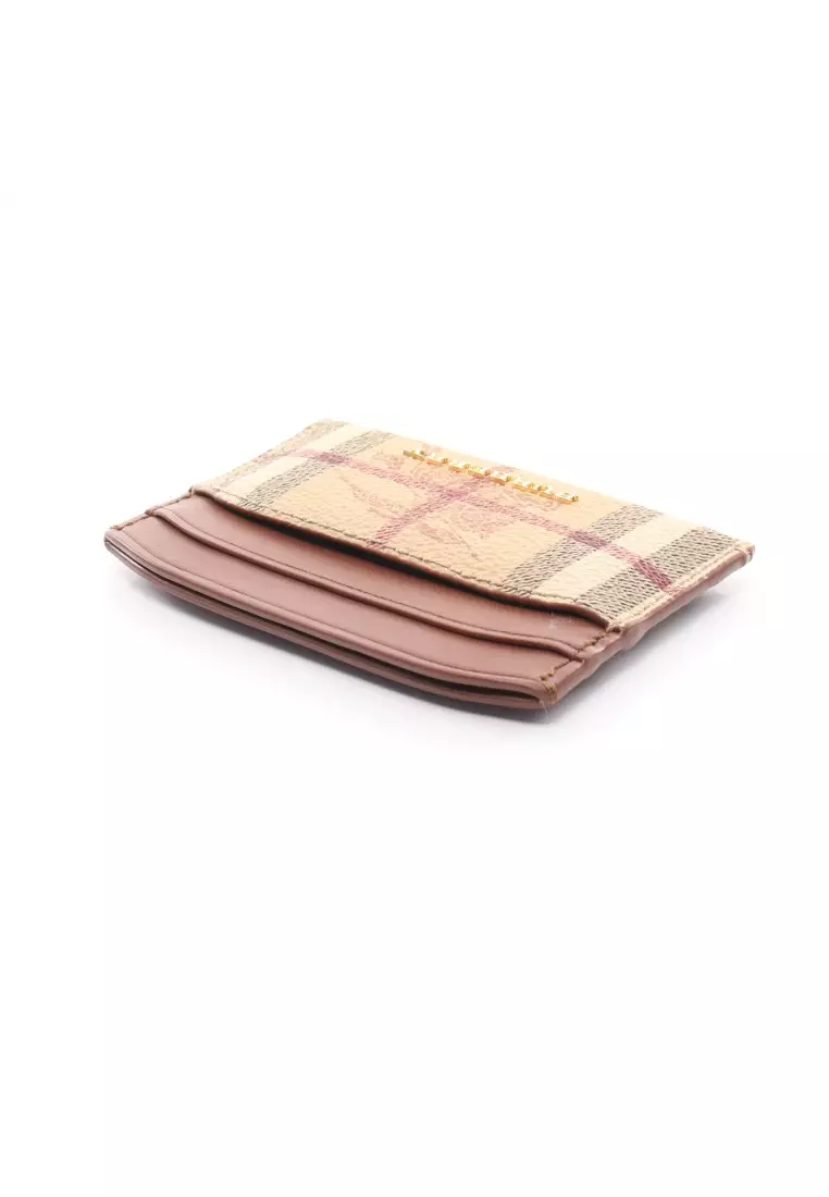 Burberry Beige/Brown Haymarket PVC and Leather Bifold Wallet