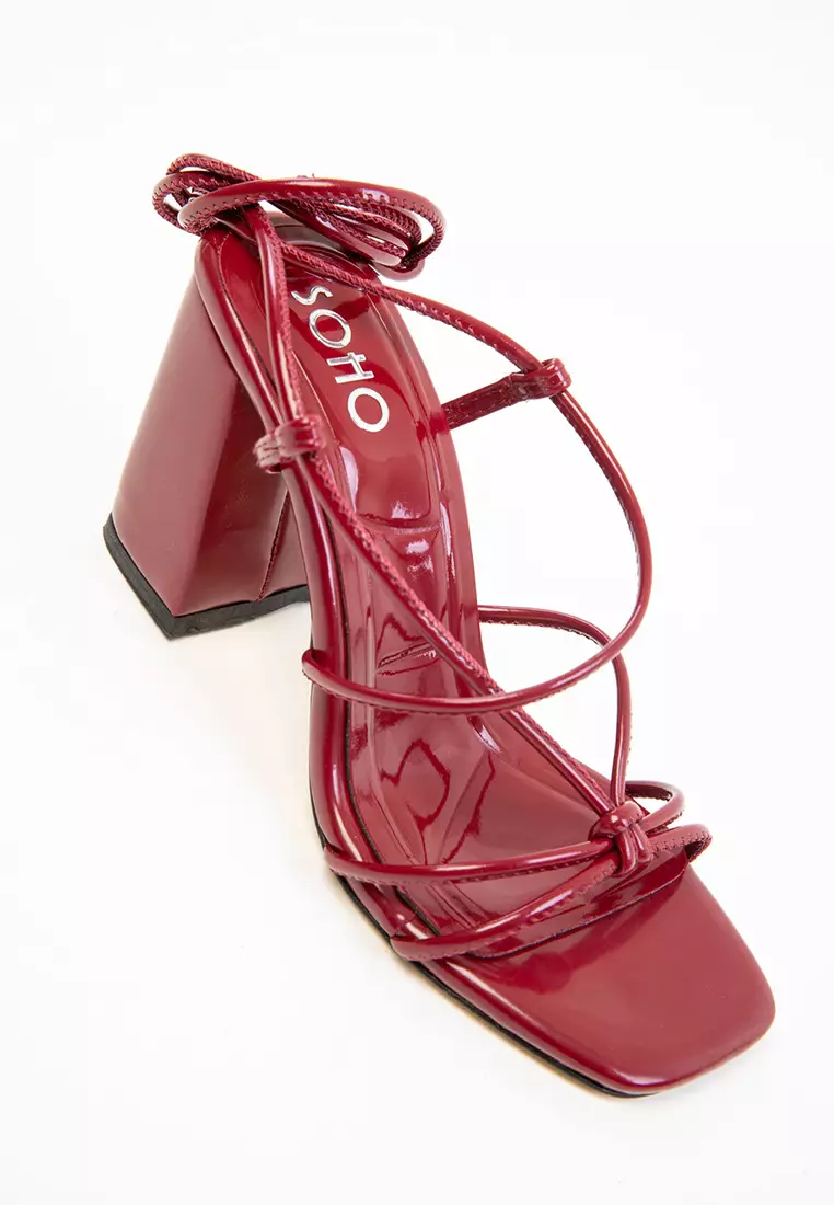 Claret Red Patent Leather Women's Classic Heeled Shoes 20324