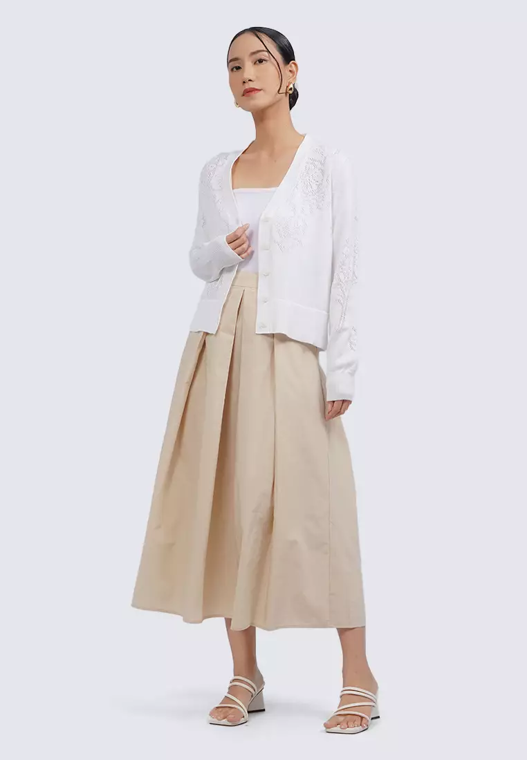 V-Neck Long Sleeve Cardigan COCONUT MILK