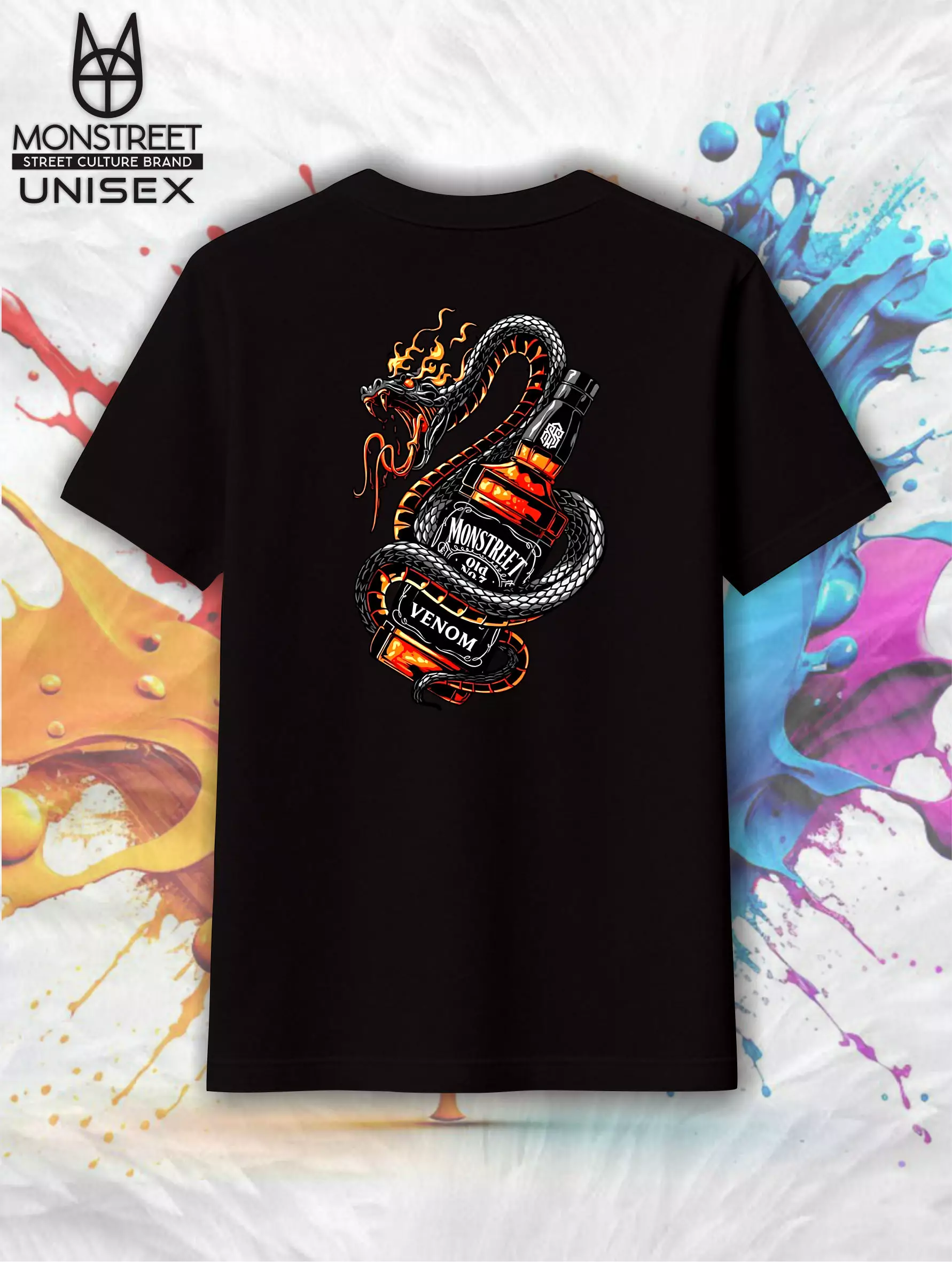 Monstreet Kaos Katun Combed 24S Grafis Reguler Fit Hitam Tshirt UTR174 Cotton Combed 24S Graphic Tshirt Regular Fit Black Tshirt