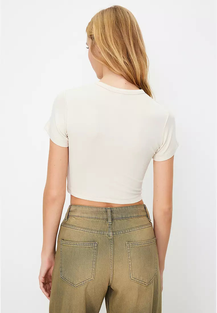 2 Packs Stretch Knit Crop Tops