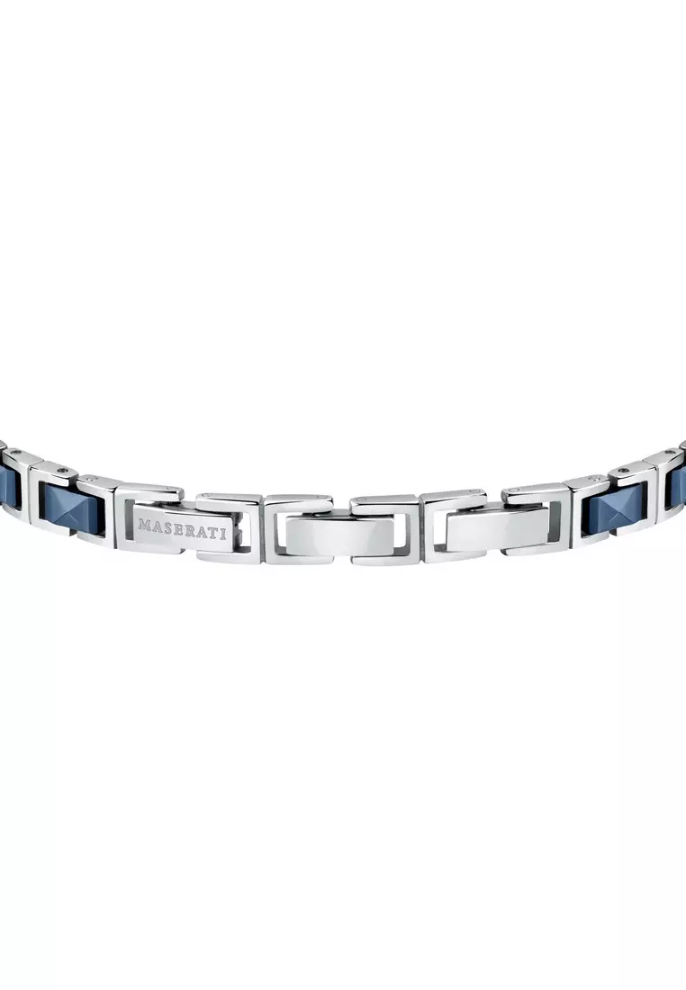 Maserati Jewels 210mm Men's Stainless Steel Bracelet, Rose Gold, Blue, JM420ATI05 (Adjustable)