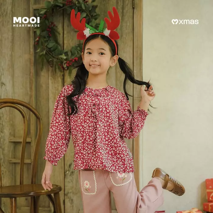 Mooi Atasan Anak Perempuan Millie Ruffle Top - Forest Green