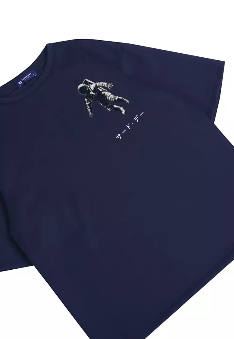 MTP81 kaos oversize astronot astronaut bahan tebal scuba pria katakana astronaut navy