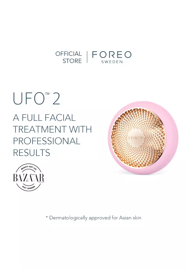 FOREO UFO 2 Full Facial Treatment Device with Advanced Heating Cooling LED Light Therapy Compatible With all UFO and Sheet Masks [2-Year Warranty] - Pearl Pink