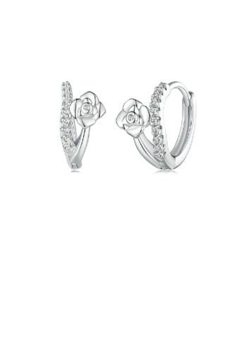 Glamorousky white 925 Sterling Silver Fashion Simple Flower Geometric Circle Stud Earrings with Cubic Zirconia C978FAC401D45CGS_1