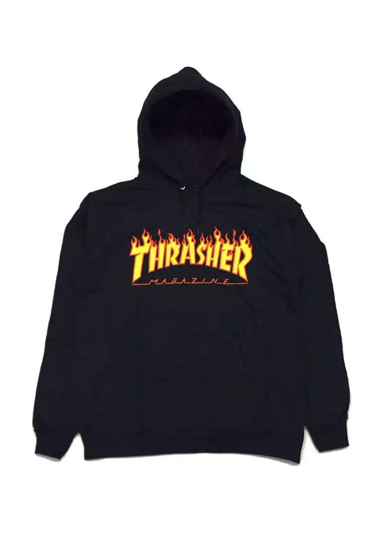 Thrasher flame store logo black hoodie