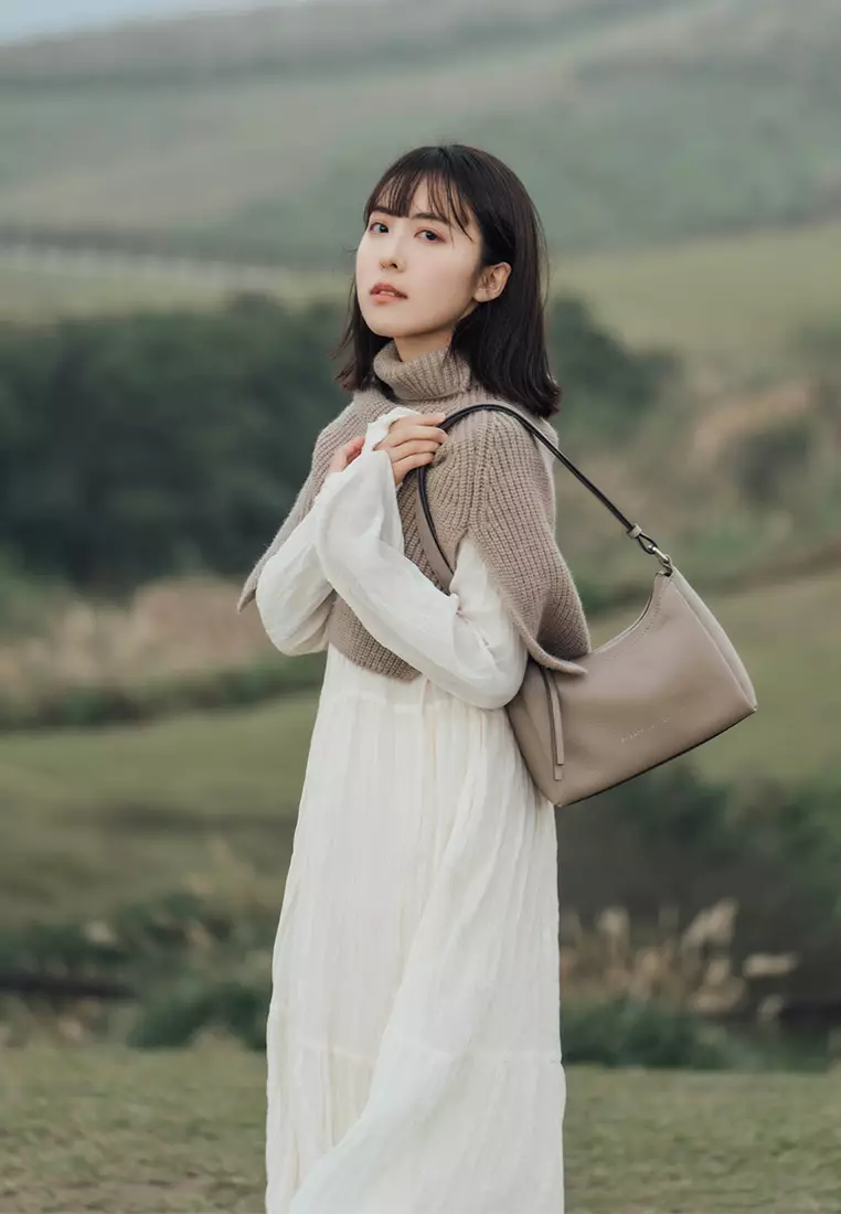 Cameron皮革單肩包 - 大象灰