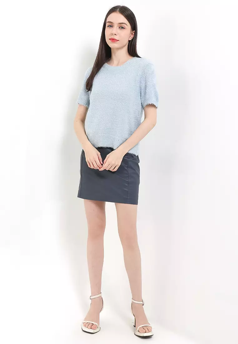 S/S Furry Knit Blouse