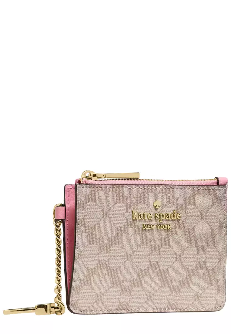 Spade Flower Key Ring Card Holder - Dark Beige Grapefruit Multi KN773