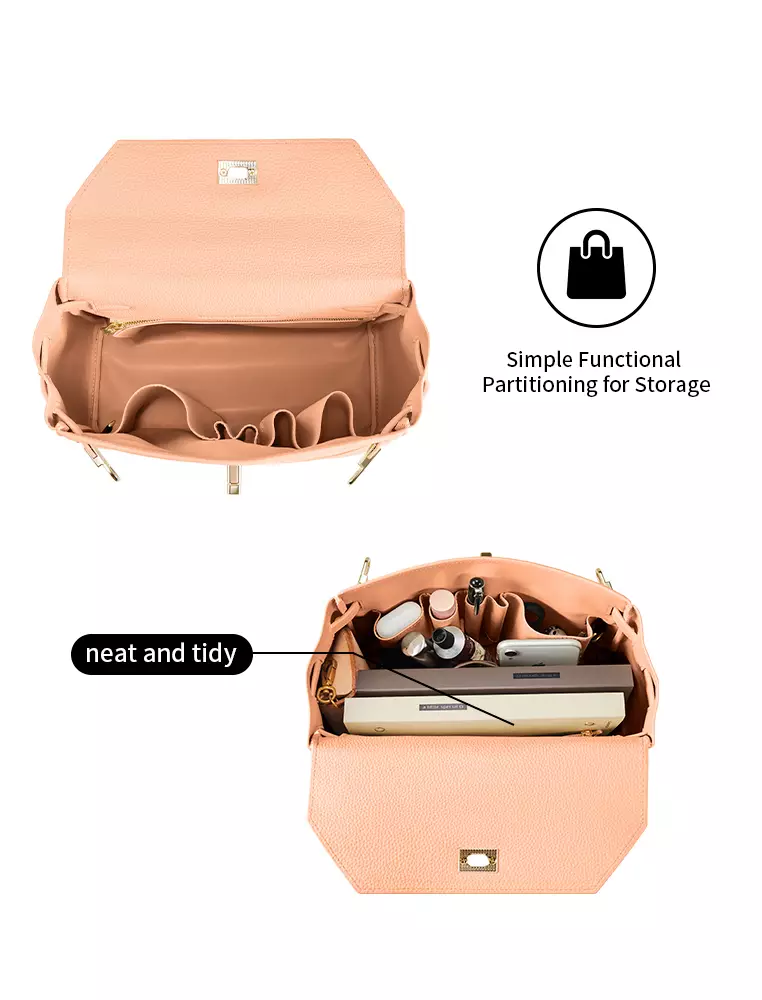 Victoria女士橙色顶柄手提包 带金色五金件