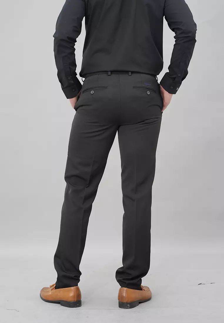 Johnwin - Celana Formal - Celana Pria - Hitam - Polyester - Slim Fit - F.1011.010.110.C