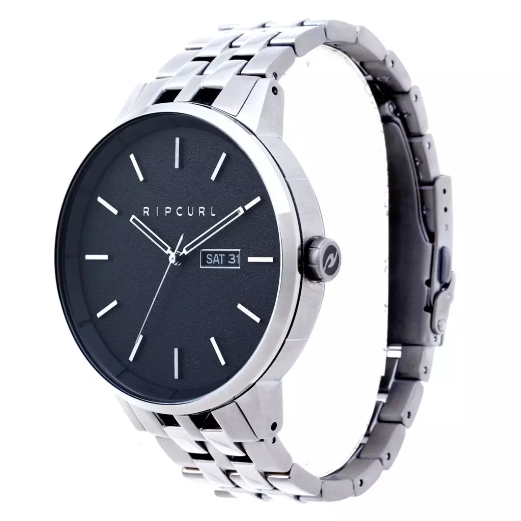 Rip Curl Detroit Silver Stainless Steel Watch - Black