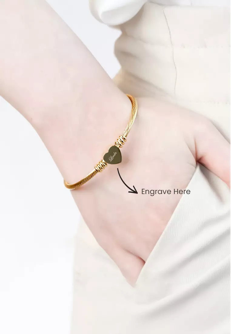 Hathaway 愛心经典款复古手镯（金色）